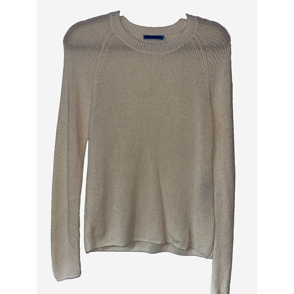 Vintage J. McLaughlin Womens Beige Knit Crew Neck Long Sleeve Pullover Sweater M